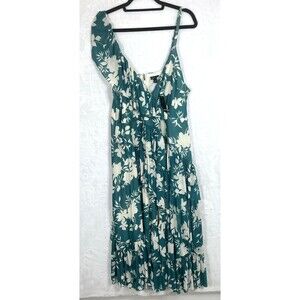 TORRID Silhouette Shadow Floral Dress Skate Midi Green Cream Size 2X 18-20 NWT